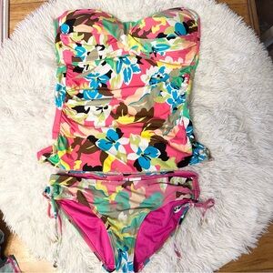 Anne Cole Pink and Blue Floral Bikini